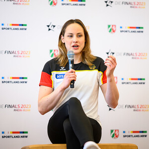 Während der Pressekonferenz vor den Finals 2023 