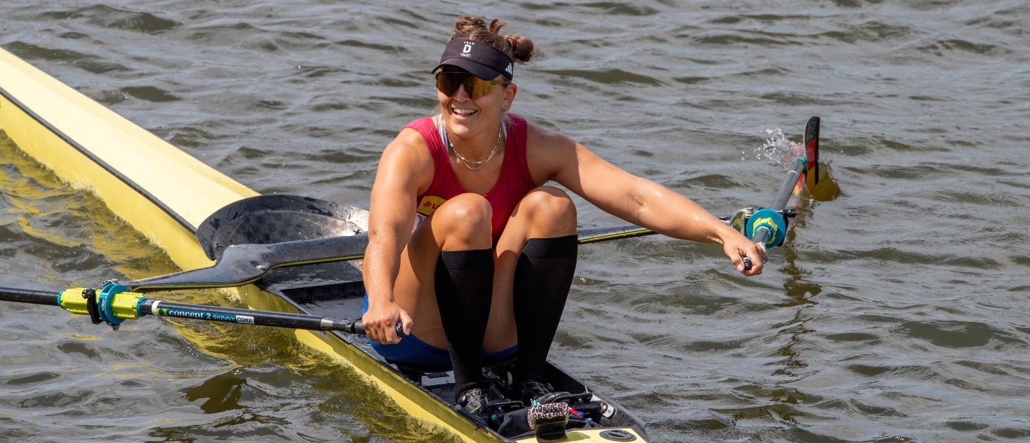 Frauke Hundeling in ihrem Boot